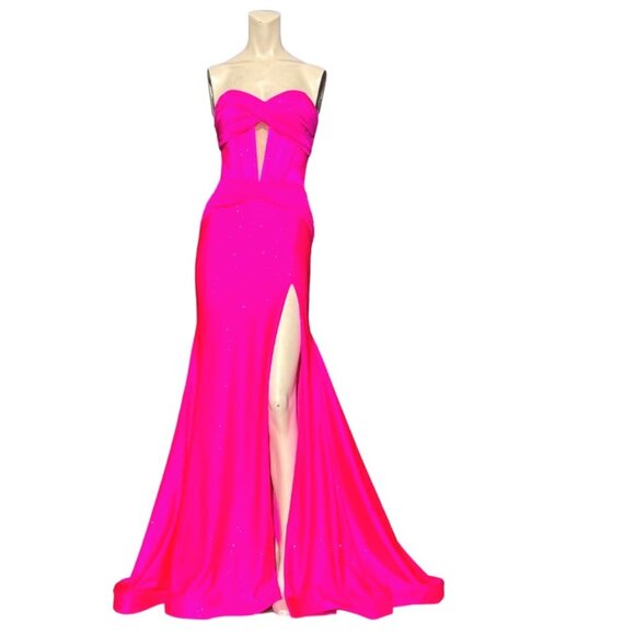 Hot Pink Strapless Corset Jovani Gown 43419 Size 4 NWT - Picture 4 of 9